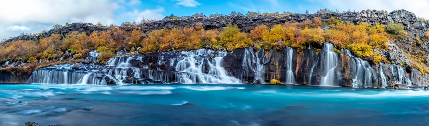 Long exposure of Hraunfossa waterfalls, Iceland.
